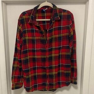 H&M Divided Red Plaid Button-Up Shirt